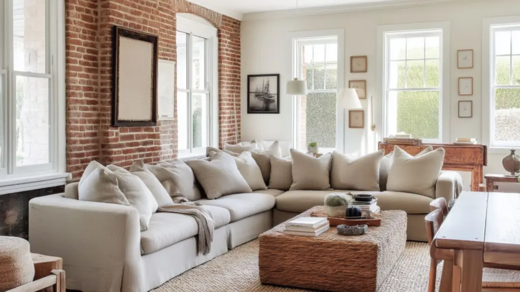 Stylish Home Decor Ideas Using Colors That Go With Red Brick in the Living Room