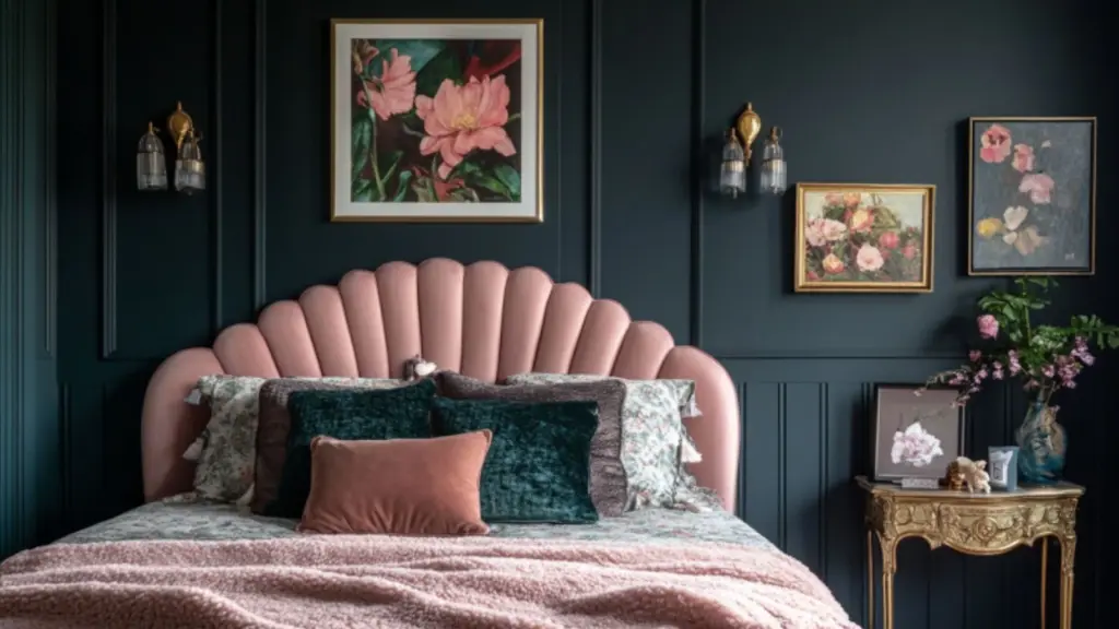 Dreamy Dark Feminine Bedroom Ideas with Layered Lighting and Texture