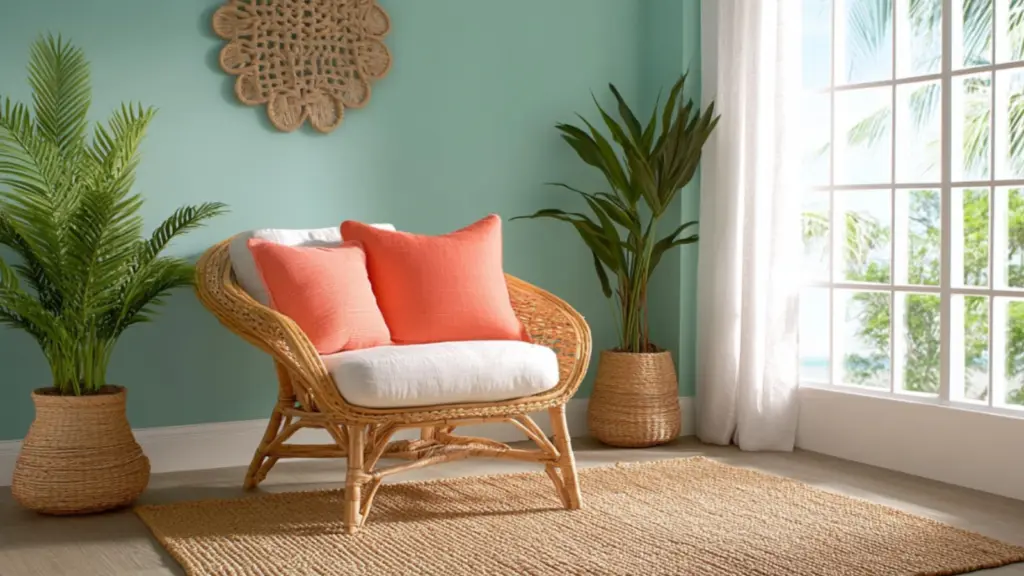 Tropical Summer Color Palette Inspiration for Indoor Spaces: Bright Living Room Ideas to Refresh Your Home