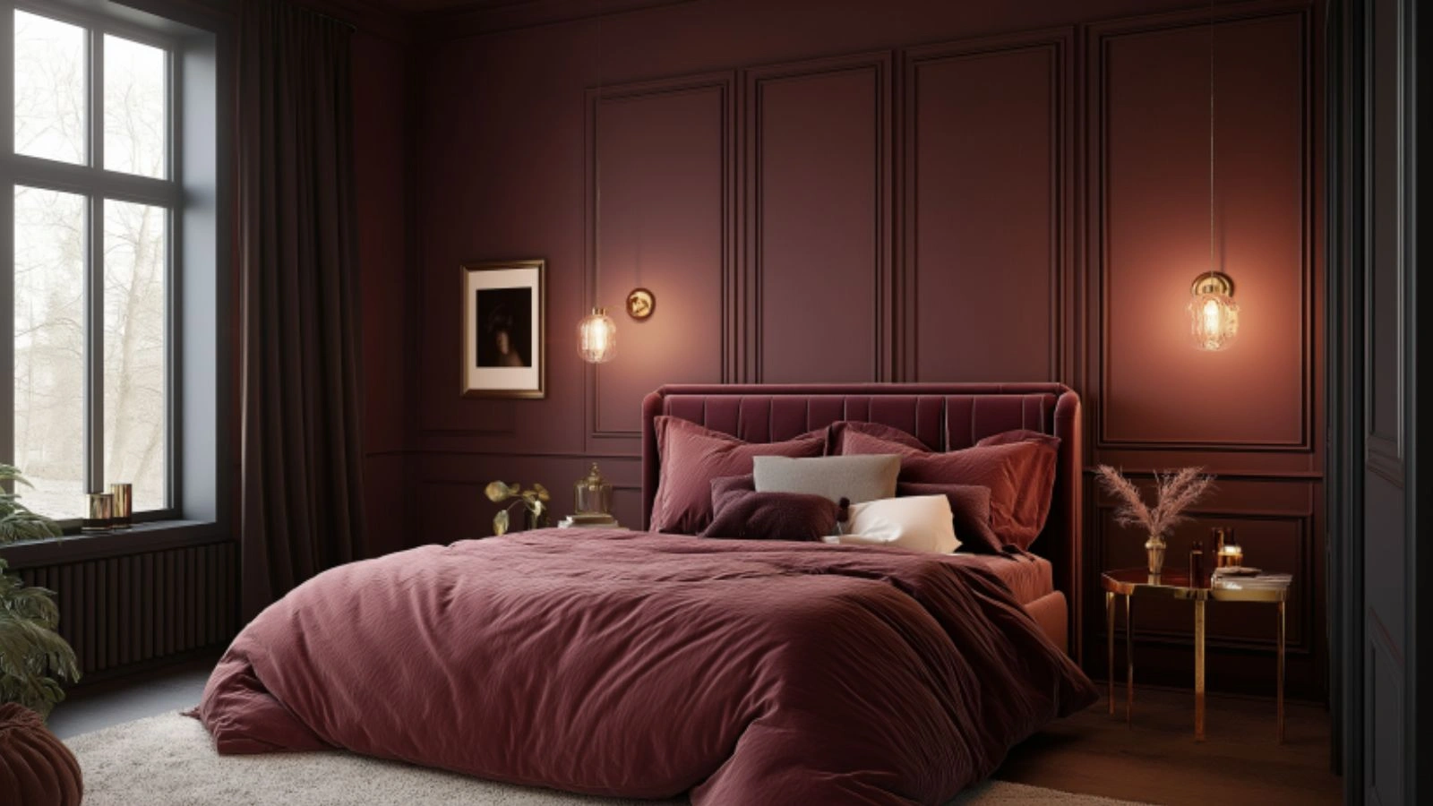 Dreamy Dark Feminine Bedroom Ideas with Layered Lighting and Texture