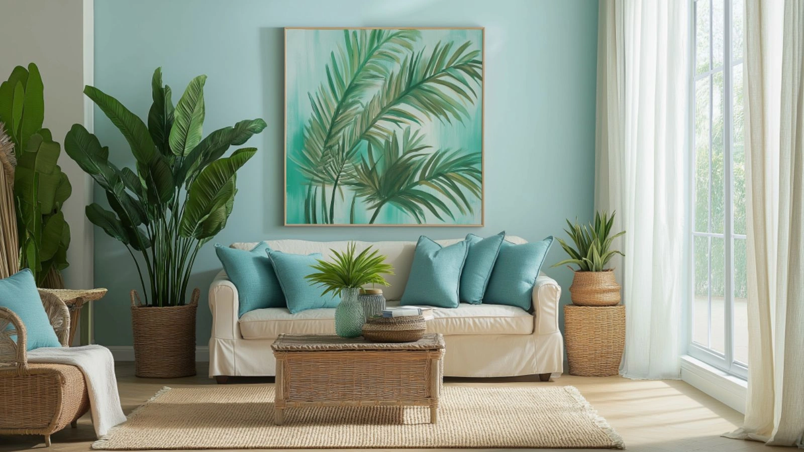 Tropical Summer Color Palette Inspiration for Indoor Spaces: Bright Living Room Ideas to Refresh Your Home