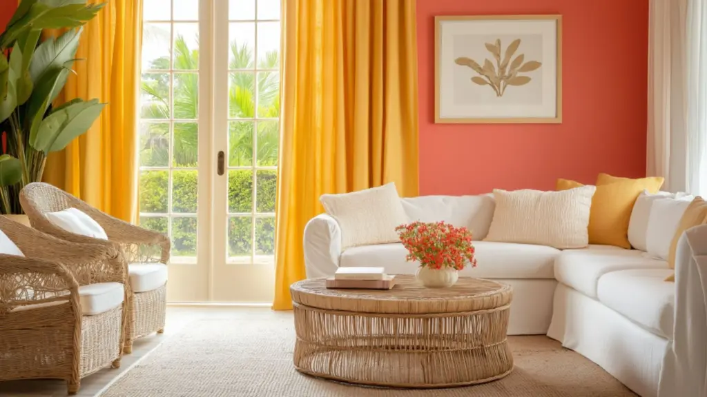 Tropical Summer Color Palette Inspiration for Indoor Spaces: Bright Living Room Ideas to Refresh Your Home
