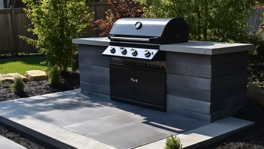 Grill Pad Off Patio with Stone Edging for a Clean Look