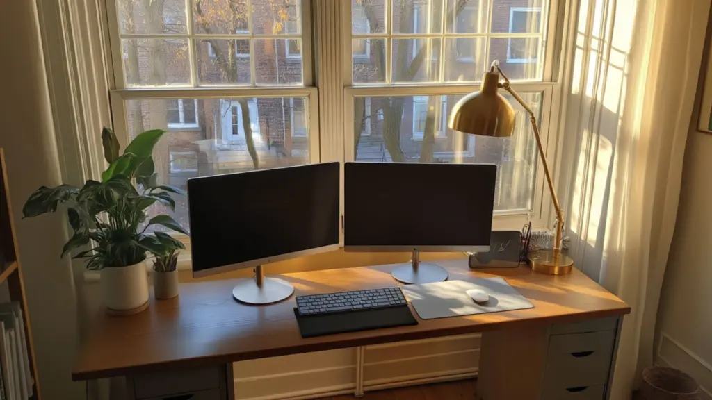 Work From Home Set Up with Dual Monitors: Maximize Efficiency and Comfort in Your Living Room