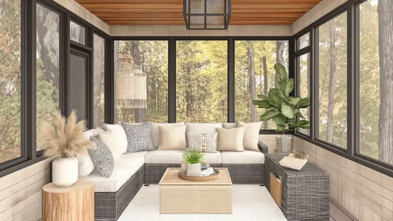 DIY Cozy Screened In Porch Makeover on a Budget