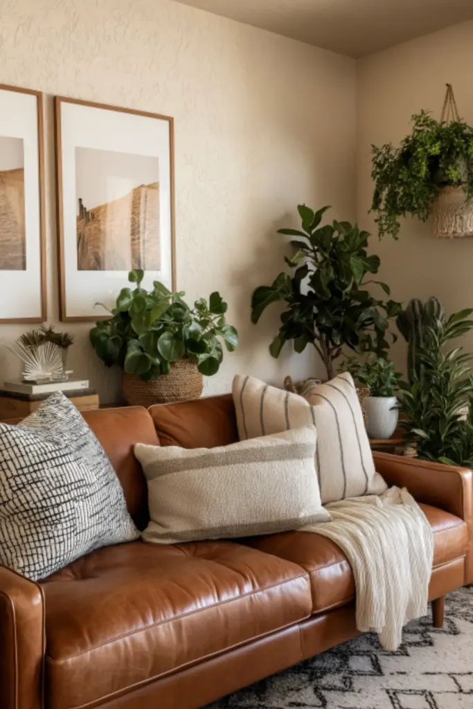 Stylish Living Room Decor Ideas with a Brown Couch as the Chic Focal Point