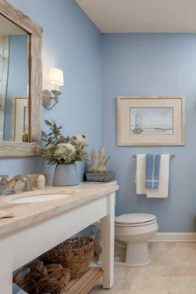 Charming Beach Bathroom Ideas with Vintage Touches and Soft Linens
