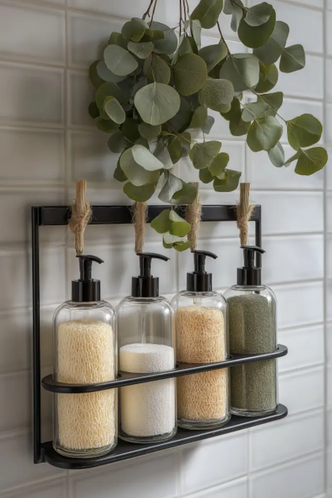 Smart and Stylish Standing Shower Storage Ideas with Tension Caddies