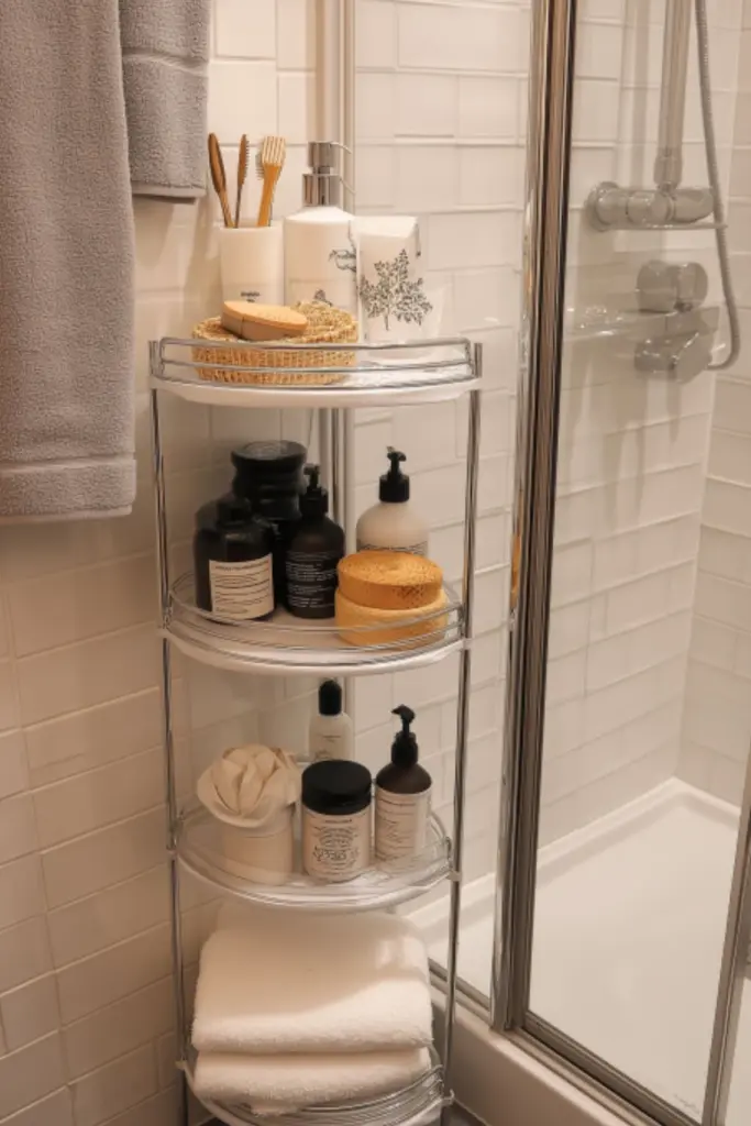 Smart and Stylish Standing Shower Storage Ideas with Tension Caddies