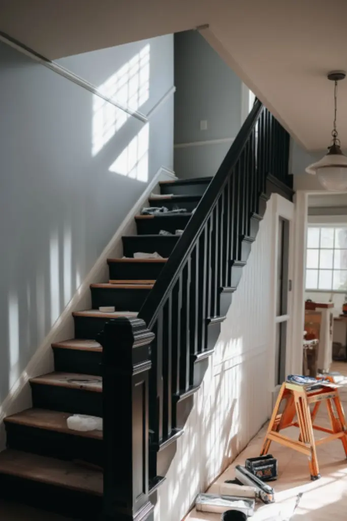 DIY Black Stair Railing Paint Project for a Quick Makeover: Modern Style on a Budget