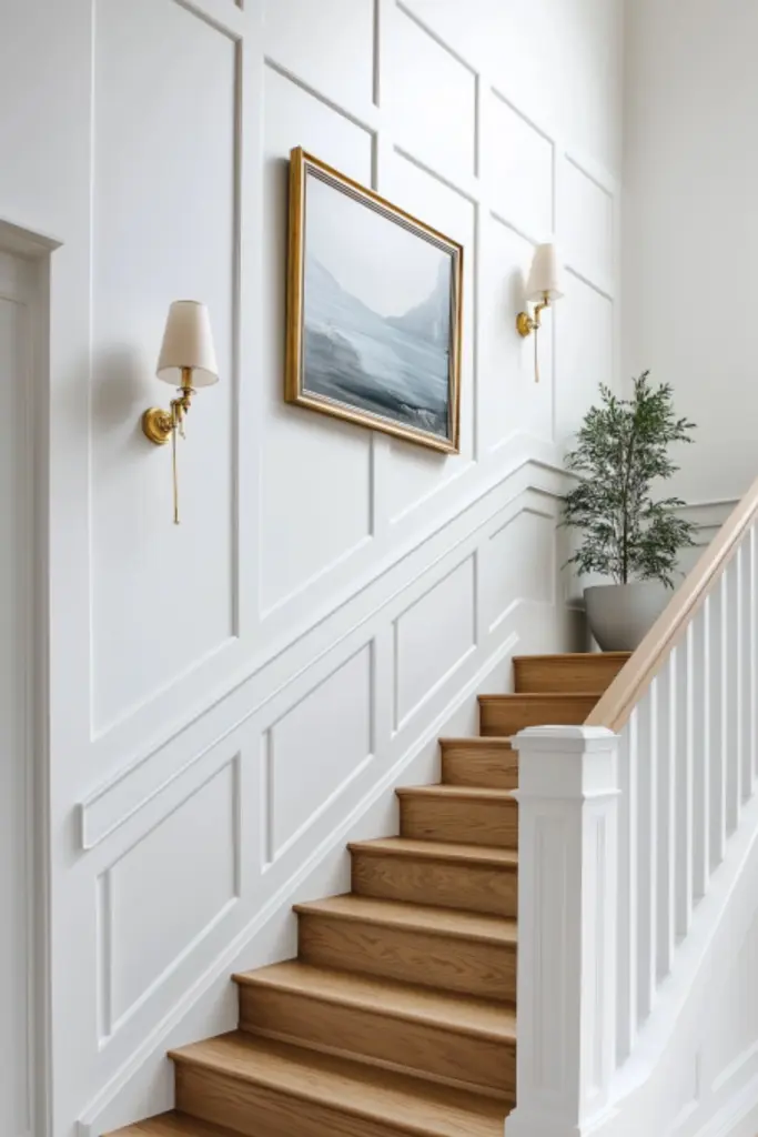 Luxury Staircase Wall Design with Moulding Details: Timeless Elegance for Modern Homes