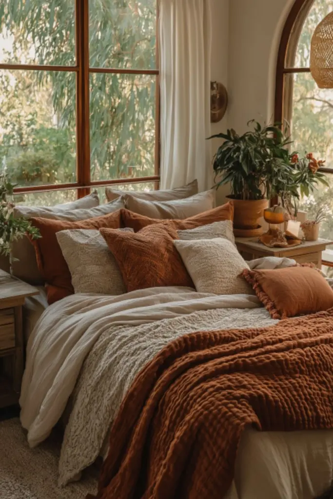 Boho Cozy Master Bedroom Decor with Layered Textiles for Effortless Style and Warmth