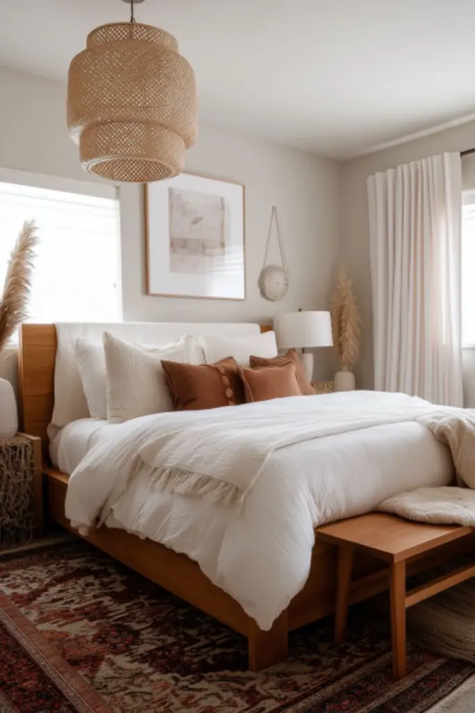 Boho Cozy Master Bedroom Decor with Layered Textiles for Effortless Style and Warmth