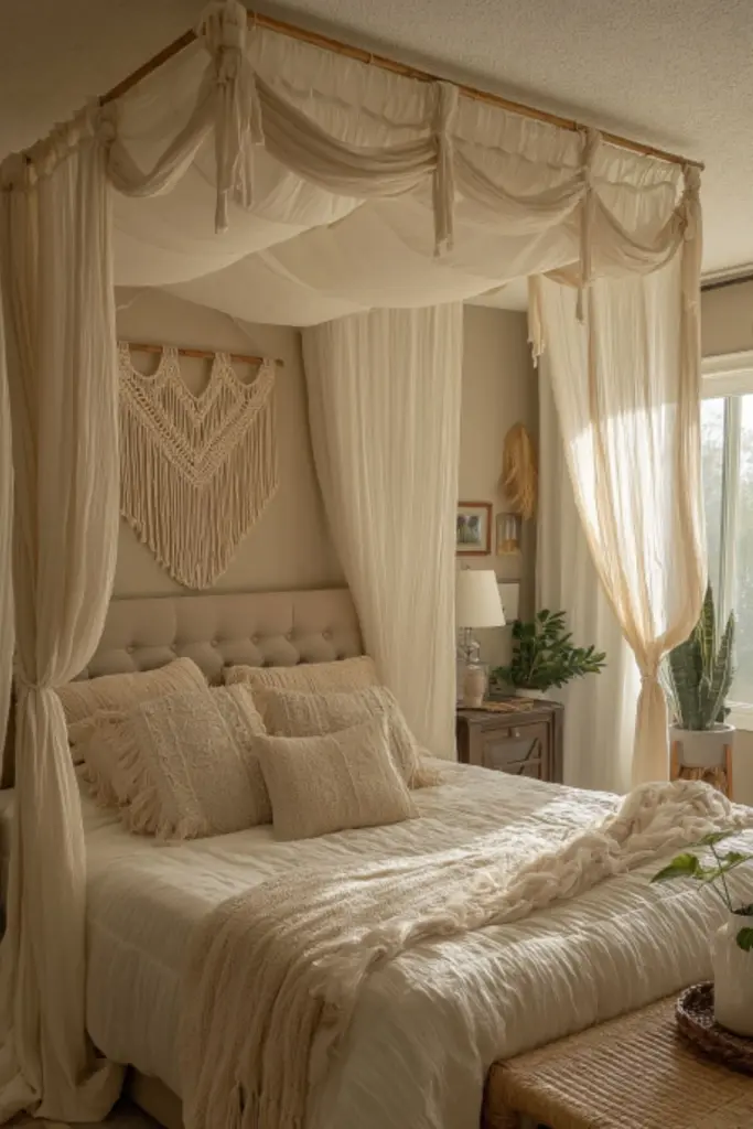 Boho Cozy Master Bedroom Decor with Layered Textiles for Effortless Style and Warmth