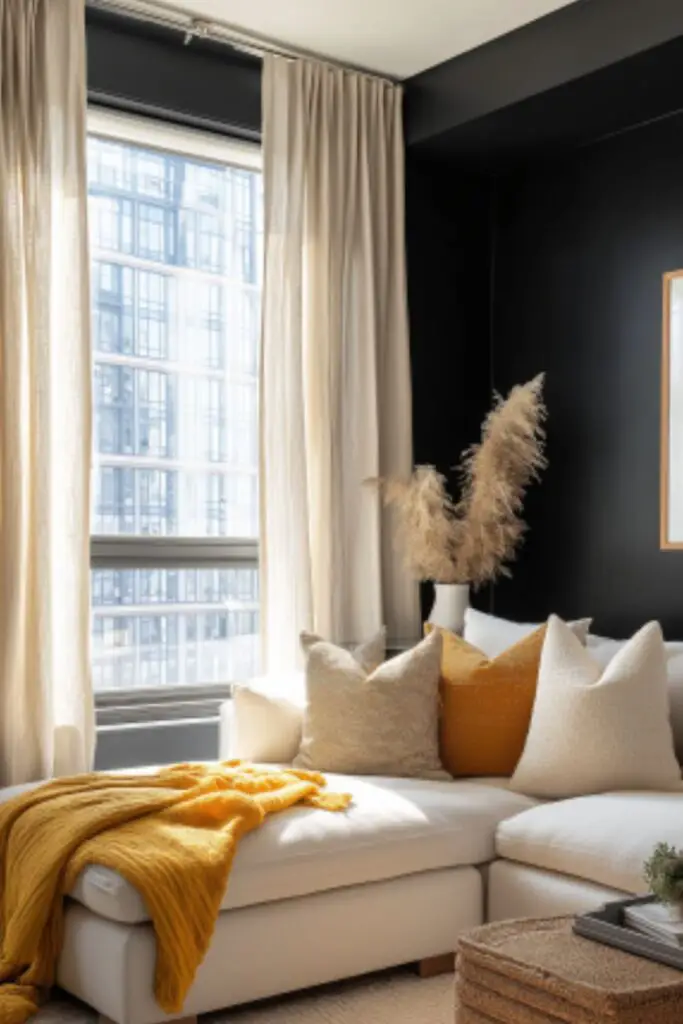 Cozy Black Living Room Ideas for Apartments with Warm Lighting and Timeless Style