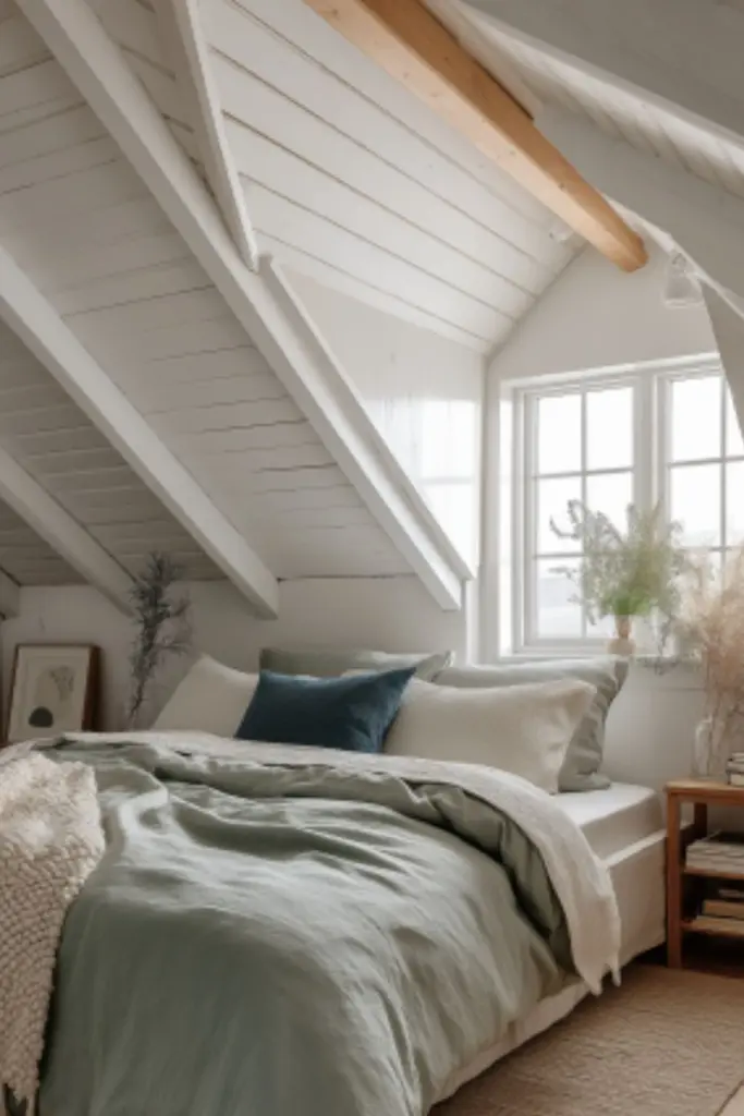 Dreamy Stockholm Bedroom Setup with Attic Charm: Light-Filled Scandinavian Design