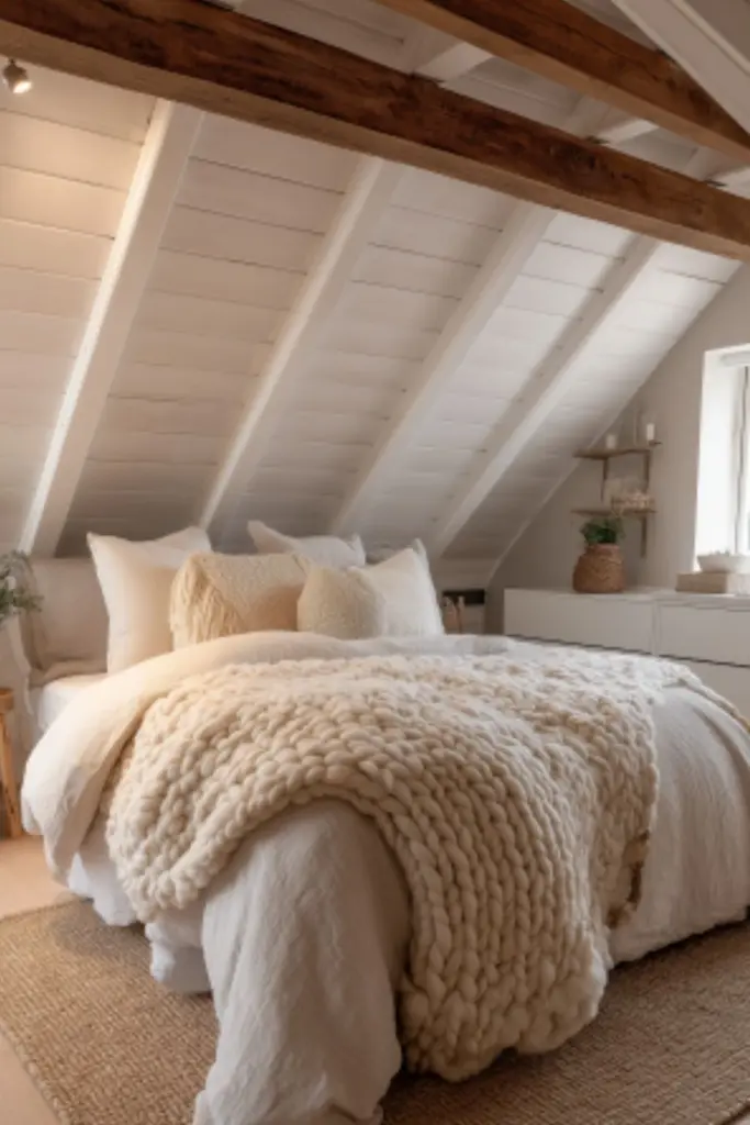 Dreamy Stockholm Bedroom Setup with Attic Charm: Light-Filled Scandinavian Design