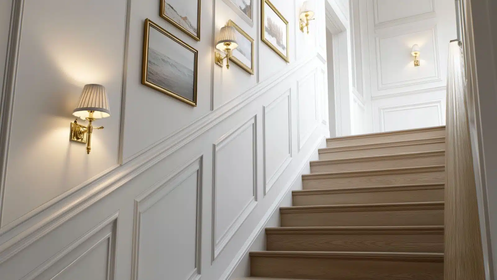 Luxury Staircase Wall Design with Moulding Details: Timeless Elegance for Modern Homes