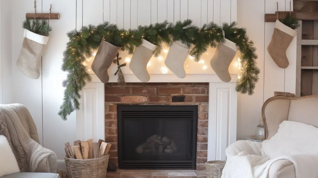 Cozy Farmhouse Christmas Decor with Natural Accents and Vintage Charm
