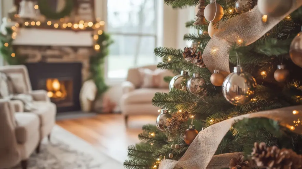 Cozy Farmhouse Christmas Decor with Natural Accents and Vintage Charm