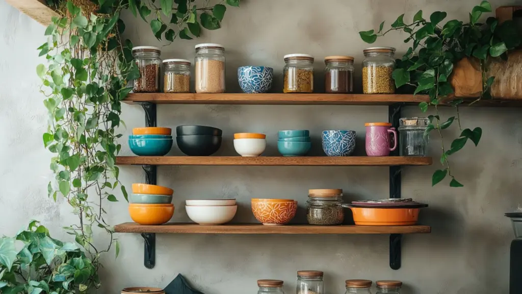 Layered Textures and Colorful Accents for a Bohemian Kitchen