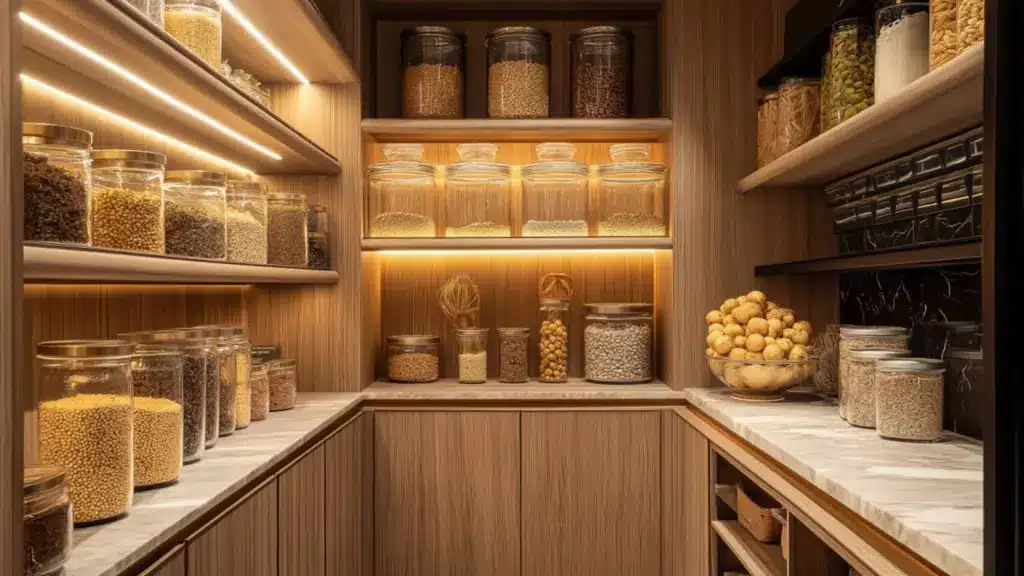 Elegant Pantry Organisation with a Touch of Luxury: Design Ideas for a Sophisticated Storage Space