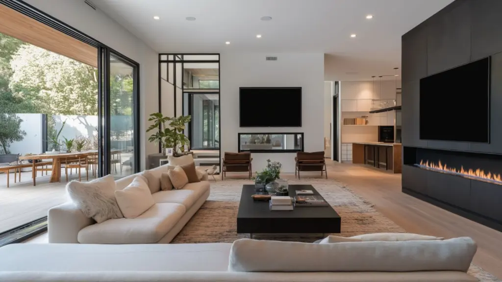 Cozy and Modern Fireplace Wall Ideas for Open Concept Living Spaces