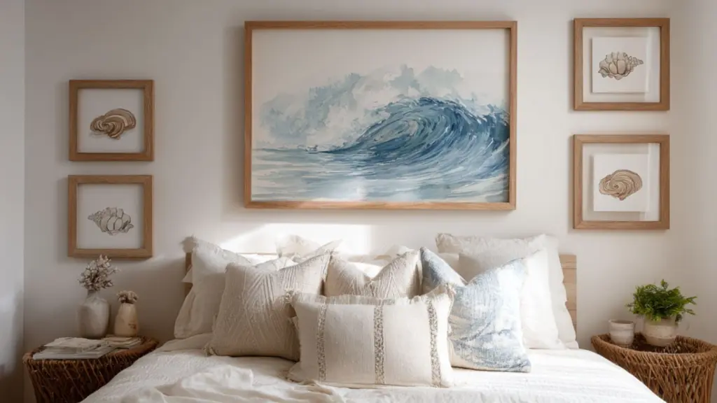 Serene Ocean Themed Bedroom Makeover with Blue Walls
