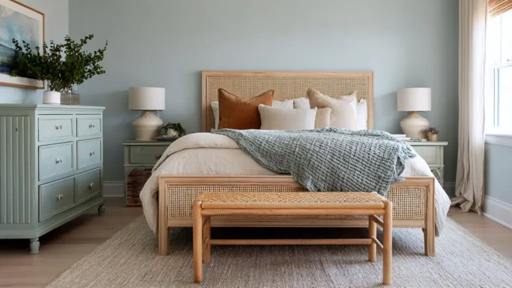 Serene Ocean Themed Bedroom Makeover with Blue Walls