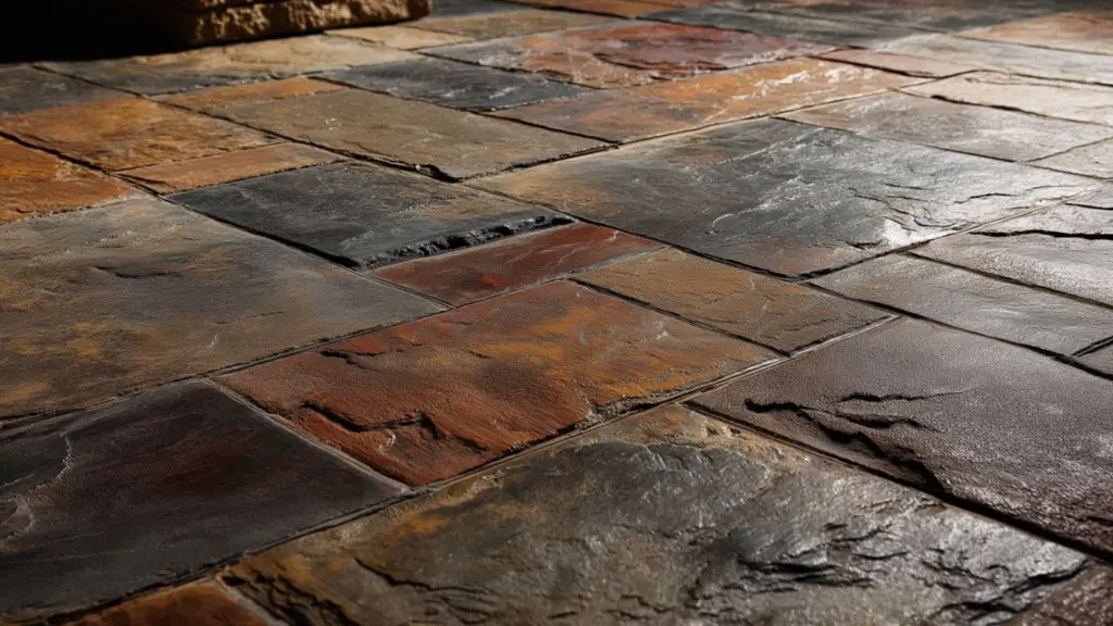 Reclaimed Stone Look Stamped Concrete Patio Ideas for Timeless Outdoor Charm