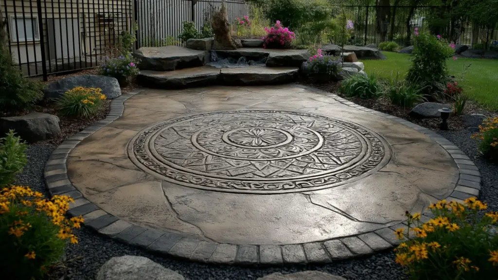 Reclaimed Stone Look Stamped Concrete Patio Ideas for Timeless Outdoor Charm
