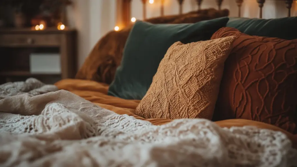 Dark Cottagecore Bedroom Decor: Mocha Woods & Fairy Lights