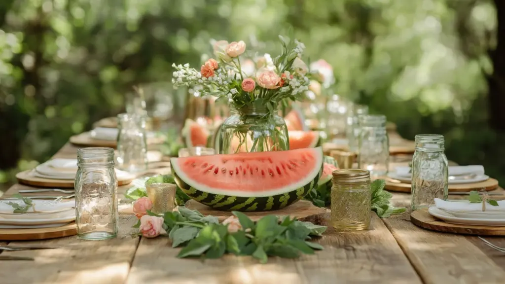 Easy DIY Summer Tablescapes with Watermelon and Mason Jar Decor