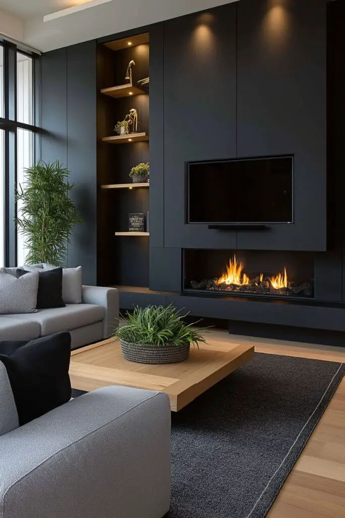 Elegant Black Fireplace TV Wall Designs That Add Drama and Sophistication to Any Space
