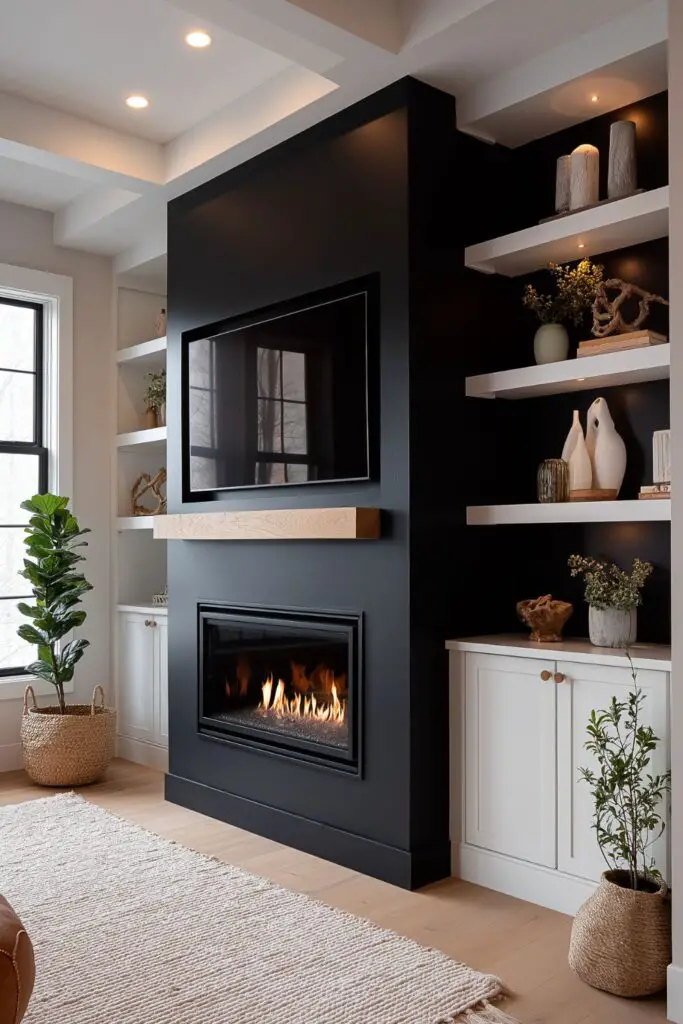 Elegant Black Fireplace TV Wall Designs That Add Drama and Sophistication to Any Space