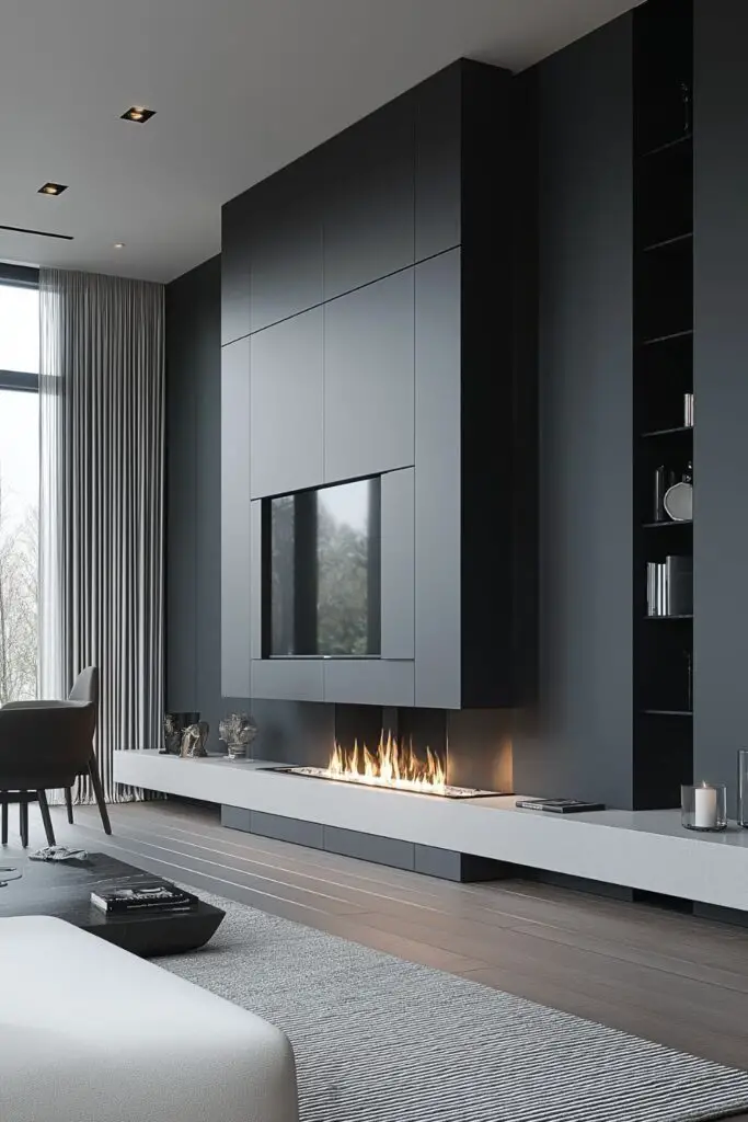 Elegant Black Fireplace TV Wall Designs That Add Drama and Sophistication to Any Space