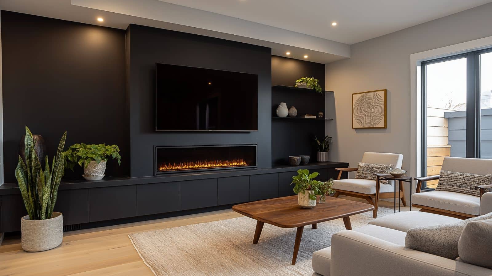 Elegant Black Fireplace TV Wall Designs That Add Drama and Sophistication to Any Space