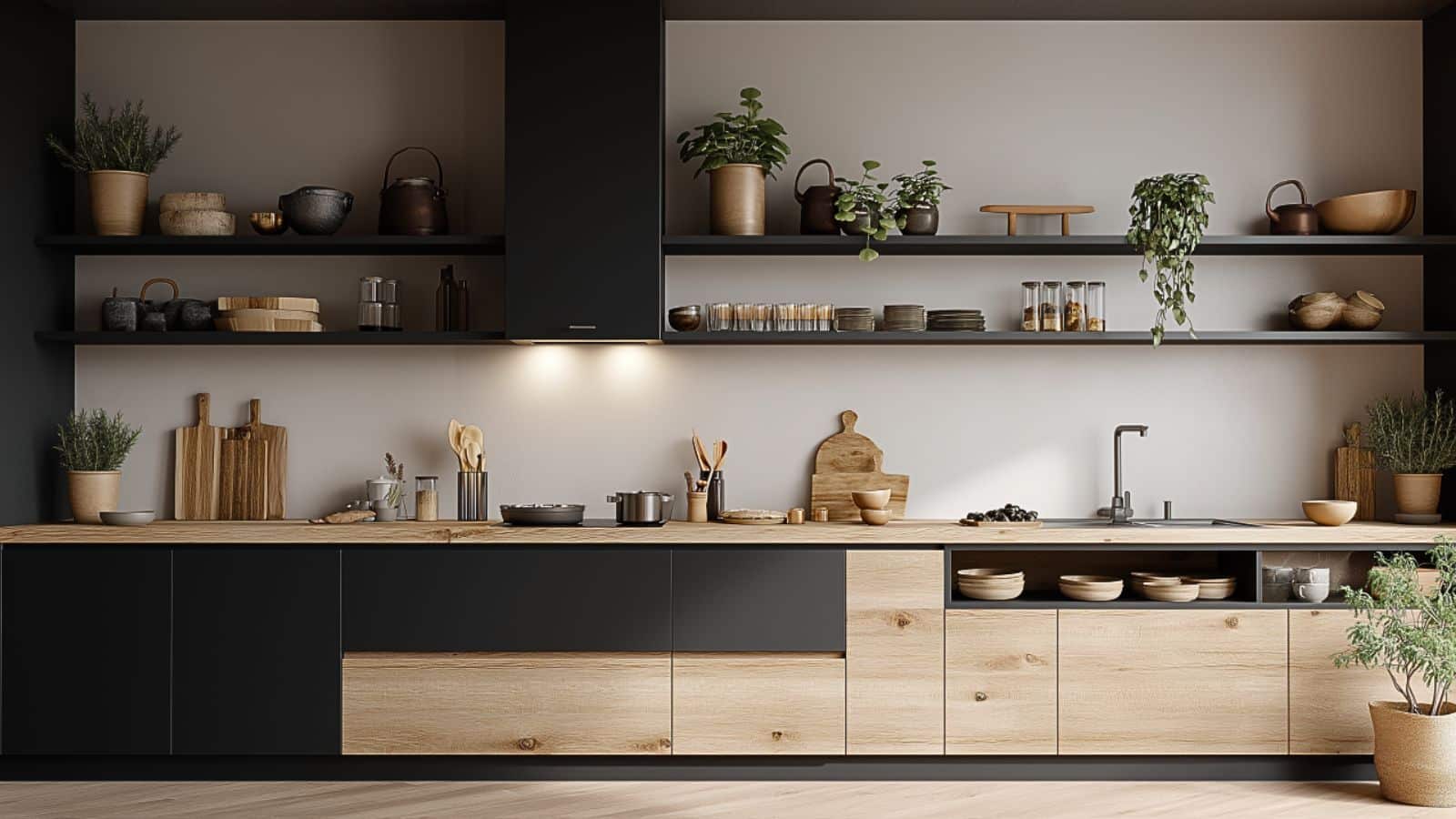 Budget-Friendly Black and Natural Wood Kitchen Upgrades That Transform Your Space