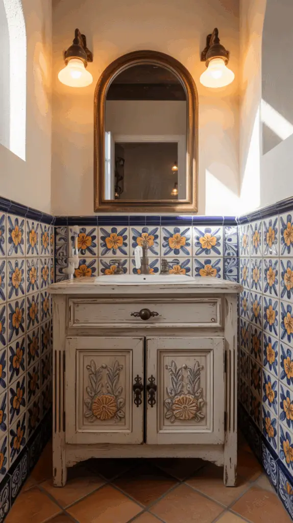 Cozy Spanish Style Bathrooms in Mexico Perfect for Small Powder Rooms