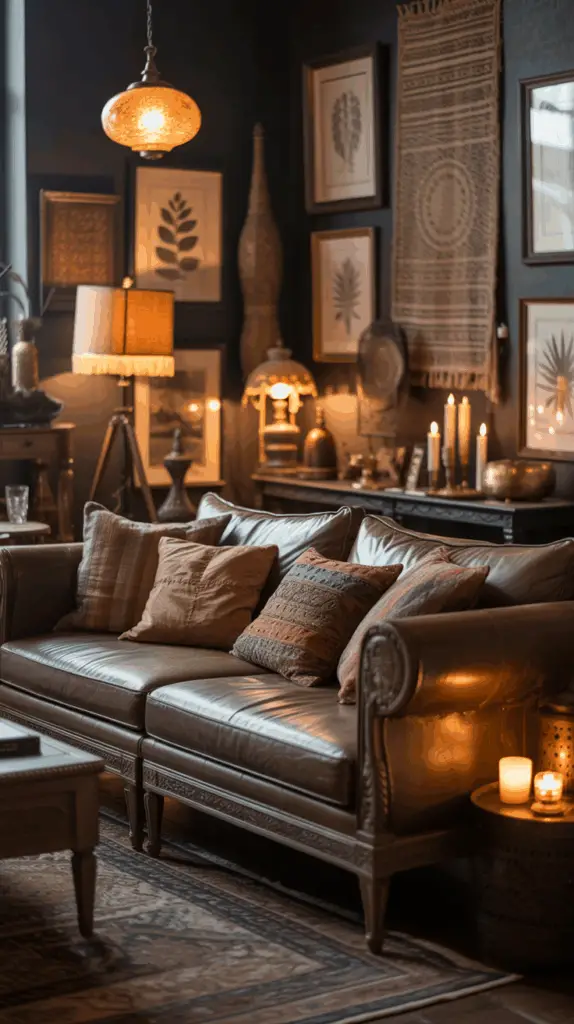 How to Create a Cozy Dark Boho Living Room Sanctuary with Rich Textures and Soulful Style