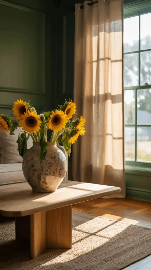 Minimalist Green Walls Living Room Ideas for Calm, Nature-Inspired Homes