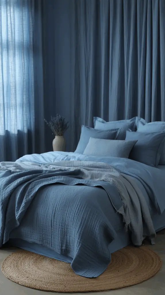 Minimalist Moody Blue Bedroom Styling Ideas for a Tranquil and Sophisticated Space