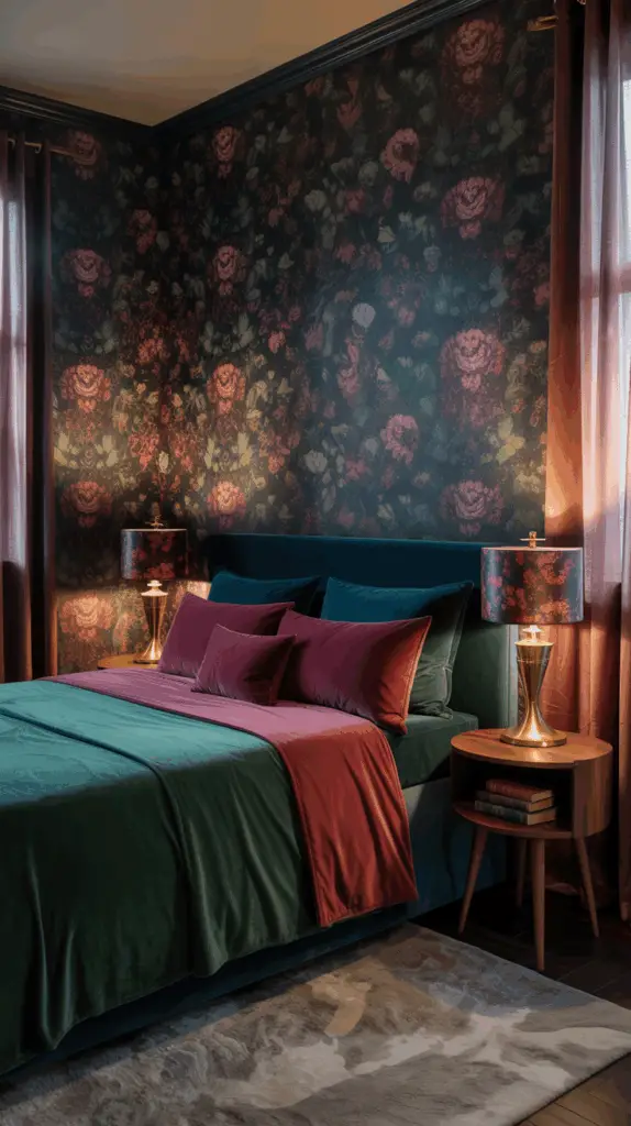 Maximalist Small Bedroom Design with Bold Pattern Play for Stylish Impact