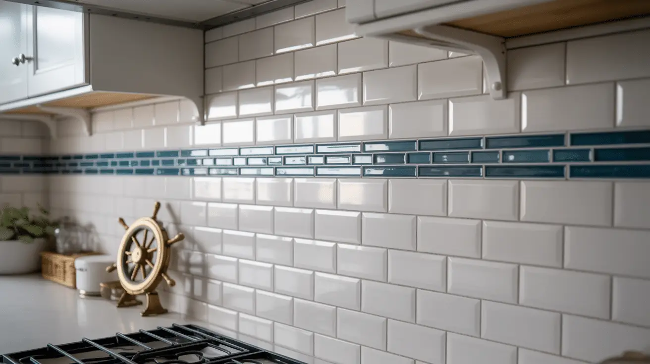 Timeless Coastal Kitchen Backsplash Designs in Serene Blues and Whites