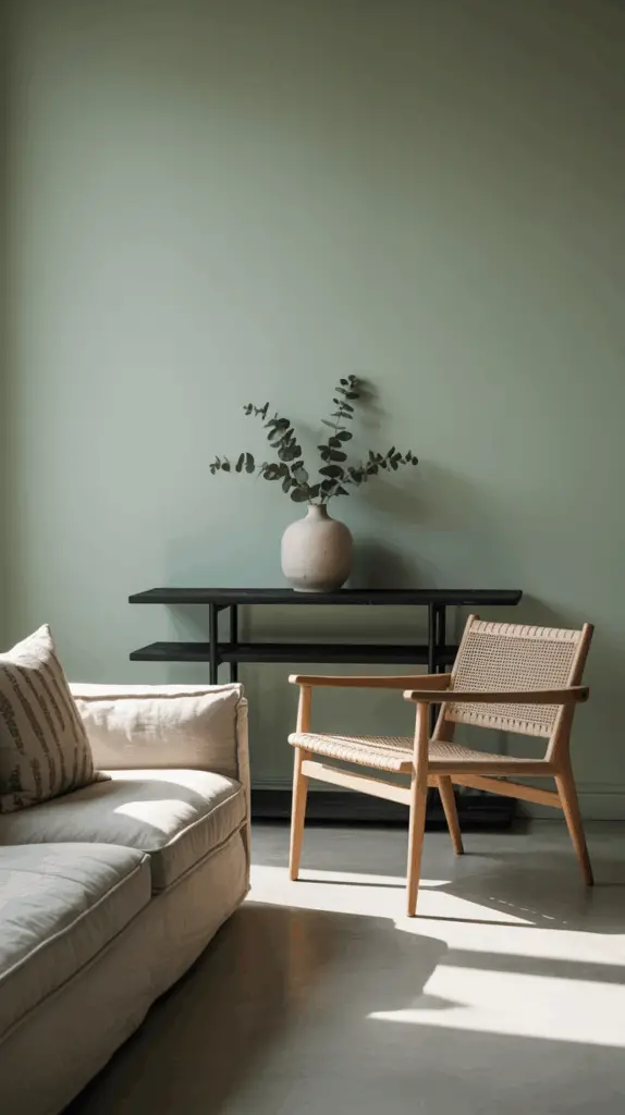Minimalist Green Walls Living Room Ideas for Calm, Nature-Inspired Homes