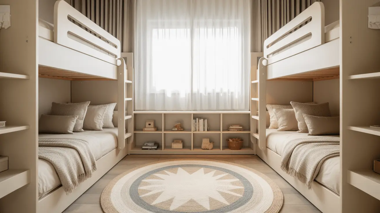 Smart and Stylish Shared Kids Room Ideas with Modern Bunk Beds and Built-In Storage