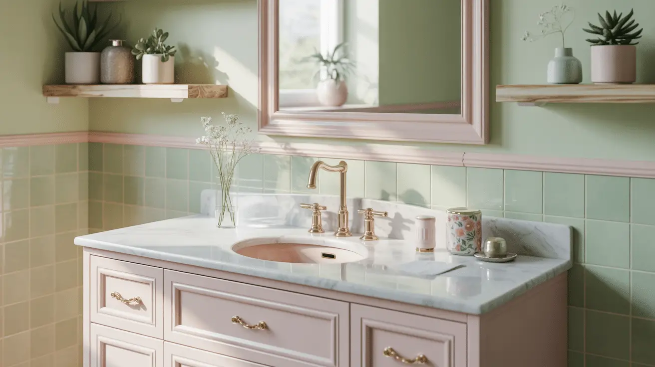Pastel Green and Pink Bathroom Ideas with Natural Touches for a Calm, Fresh Look