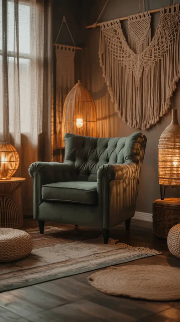 How to Create a Cozy Dark Boho Living Room Sanctuary with Rich Textures and Soulful Style