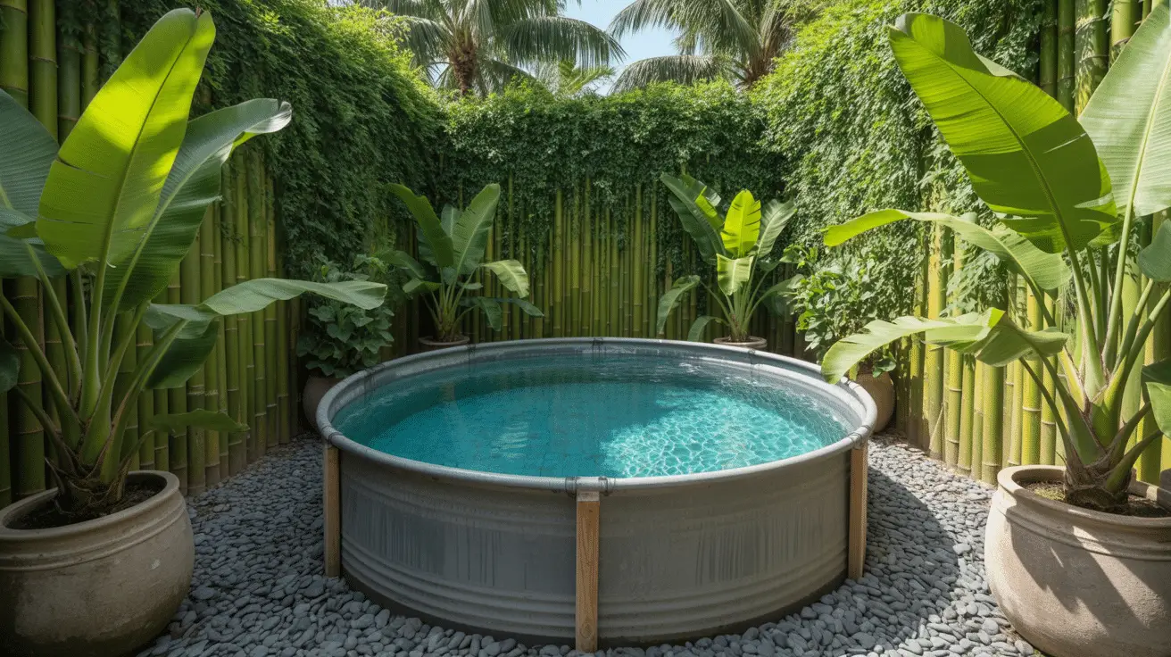 Creative Stock Tank Pool Ideas for Backyards with Tropical Vibes