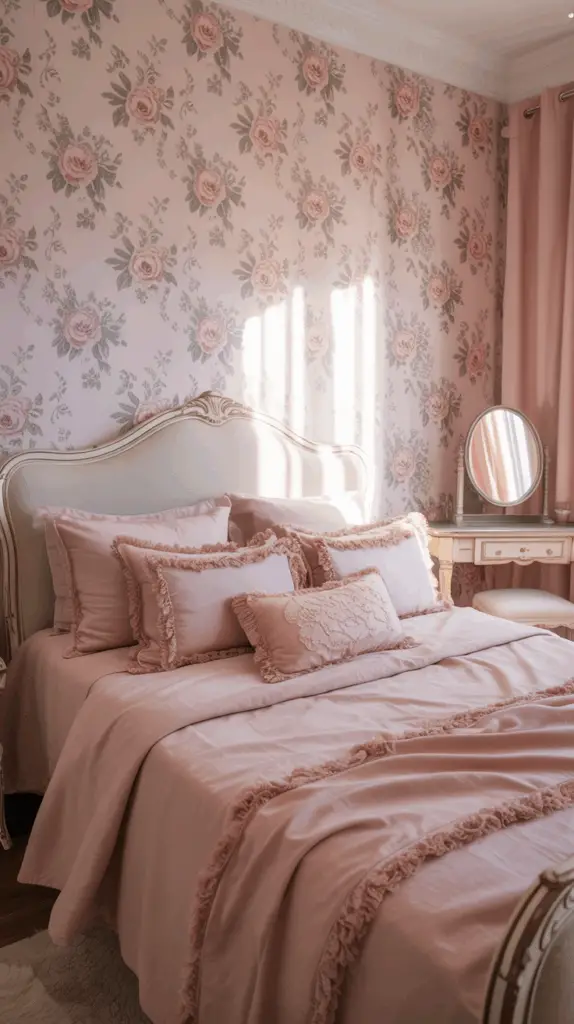 Dreamy Girly Pink Bedroom Looks with Floral Touches for a Romantic and Chic Retreat